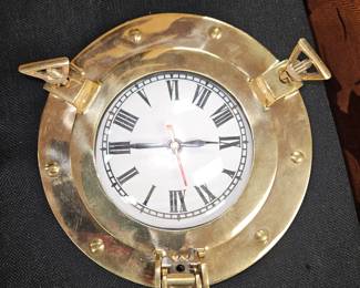 Vtg Brass Port Hole/Clock! 