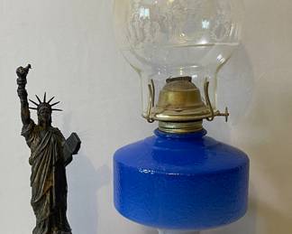 Unique Red White and Blue Kerosene Lamp