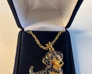 Danbury Mint Swarovski Crystal Dachshund Pendant