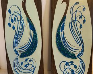 MCM Acrylic and Wood Peacocks