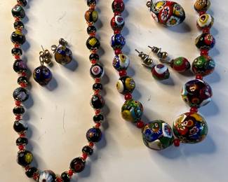Millefore Blown Glass Jewelry Vintage