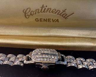 Continental Geneva Swiss Made Rhinestone Peek a Boo Watch with original box