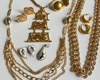 Monet Pagoda and Dragons Necklace and Earring Set and Sterling Silver Siam Set 