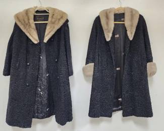 Lot # : 523 - Vintage black lambs wool & fur jackets
