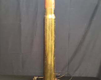 Lot # : 269 - Large vintage brass and wood bullet shaped table
