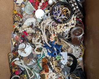 Lot # : 678a - Large box of jewelry, watches, etc. Some marked
