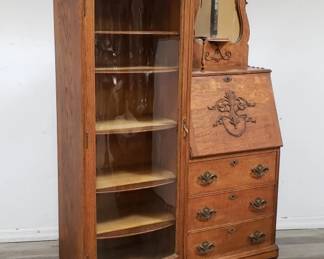 Lot # : 109 - Antique curved glass side-by-side secretary desk
