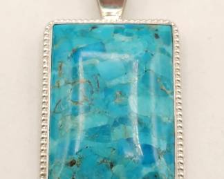 Lot # : 607 - Sterling silver and turquoise pendant 17.27g
