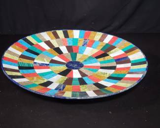 Lot # : 702 - Marble, lapis, turquoise stone charger
