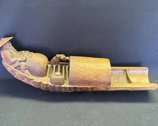 Lot # : 556 - Vintage Asian hand-carved wood boat sculpture
