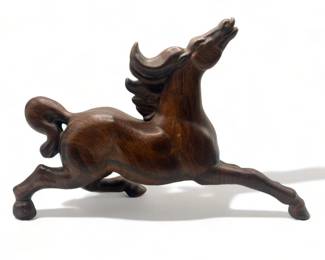 Lot # : 587a - Vintage ceramic faux wood stallion horse statue
