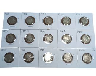 Lot # : 500a - Fifteen vintage US Buffalo nickel coins 
