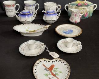 Lot # : 447 - Group of porcelain cups and saucers, candle
