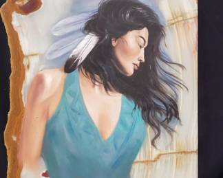 Lot # : 75 - Signed painting on onyx slab
