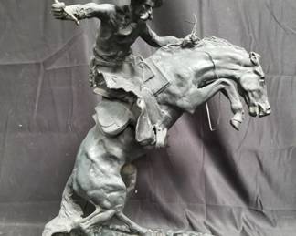 Lot # : 493 - Marble base bronze "Bronco Buster" after

