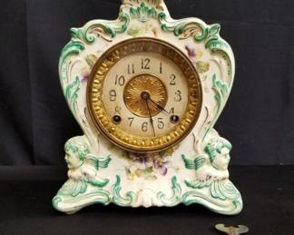 Lot # : 44 - Antique porcelain mantel clock

