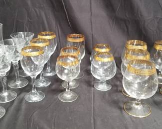 Lot # : 455 - Group of gold-tipped glasses, goblets, etc. 