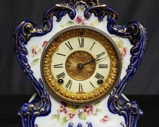 Lot # : 59 - Vintage Ansonia porcelain mantel clock
