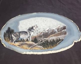 Lot # : 15 - Signed hand-painted agate art
