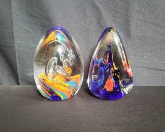 Lot # : 307 - Pair multicolor crystal paperweights
