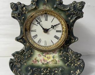 Lot # : 339 - Vintage hand painted porcelain mantle clock
