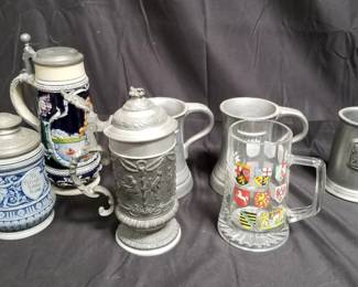 Lot # : 337 - Group of beer steins some pewter
