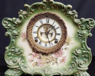 Lot # : 49 - Vintage Ansonia porcelain mantel clock
