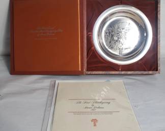 Lot # : 439 - Sterling silver Franklin mint Thanksgiving plate

