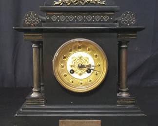 Lot # : 29 - Dorset Regulator black slate mantel clock
