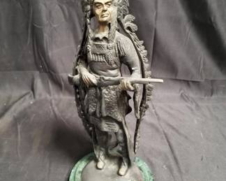 Lot # : 5 - Bronze Native American figure on marble base