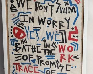 Lot # : 549 - Hand painted & signed pop art on cloth
