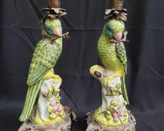 Lot # : 254 - Pair of Wong Lee hand painted porcelain & brass
