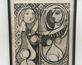 Lot # : 549a - Vintage Pablo Picasso-style signed wall art
