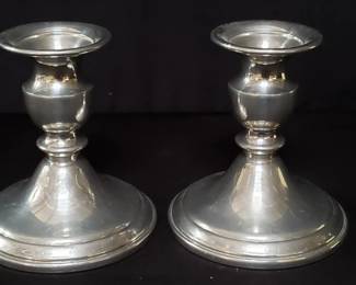 Lot # : 847 - Pair of weighted pewter candle holders
