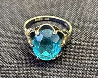 Lot # : 588 - Vintage sterling silver blue ring
