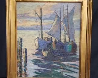 Lot # : 88 - Vintage signed hand-painted oil painting on
