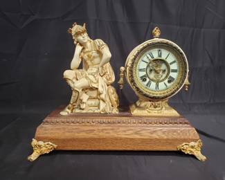 Lot # : 749 - Vintage "Ansonia" figural metal clock on footed
