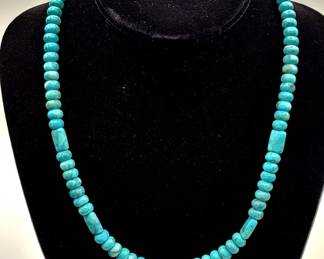 Lot # : 606 - 20" sterling silver & turquoise necklace
