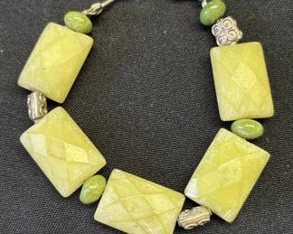 Lot # : 560z - Vintage silver green bracelet
