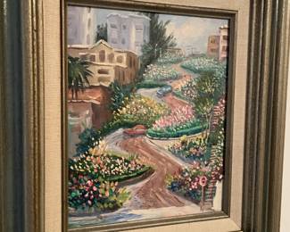 Framed Landscape Painting of Lombard Street San Francisco