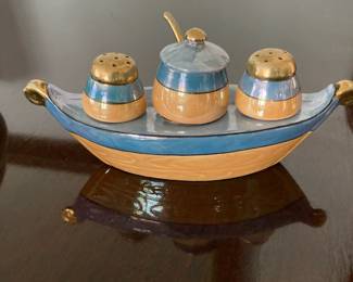 Hand Painted Japan Lusterware – Salt, Pepper & Condiment Boat