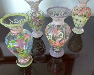 Assortment of Tracy Porter Hand Painted Floral Design Vases