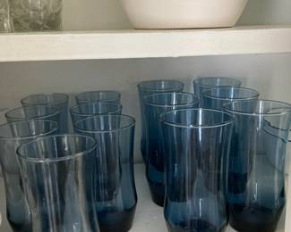 Set of 13 Libbey Apollo Midnight Blue Drinking Glasses
