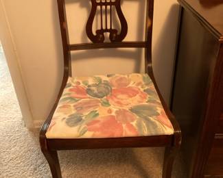 Harp Back Accent Chair with Floral Upholstered Seat