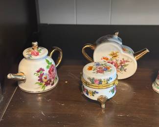 small vintage French porcelain miniature coffee pot teapot ornament