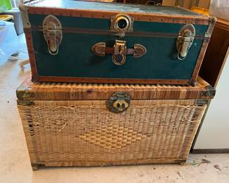 Foot Locker w/Wheels, Wicker Blanket Chest,