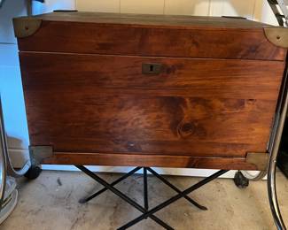 Wooden Sewing Chest on Metal Stand,