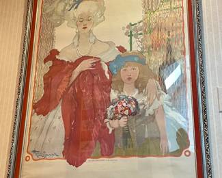 Buy it Now Was $895.00 Now 447.50.  Framed Lithograph by Belgian Artist Fernand Toussaint (1873-1955) "La Femme et l"Enfant" Beautiful, large scale 37"w x 52.5"h. Looks to be old. 