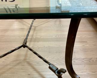 Buy it Now Was $450.00 Now $225.00. Rectangle Shaped Glass and Wrought Iron Coffee Table