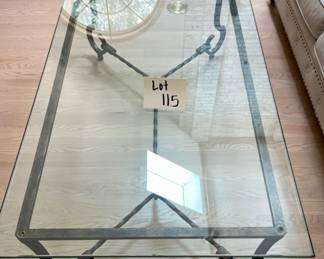 Buy it Now Was $450.00 Now $225.00. Rectangle Shaped Glass and Wrought Iron Coffee Table